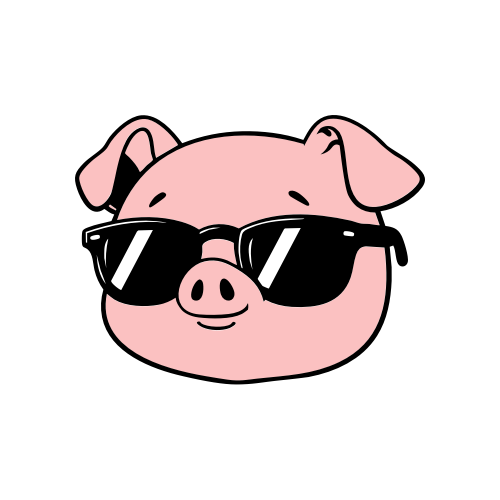 Illustration of a cartoon pig wearing sunglasses